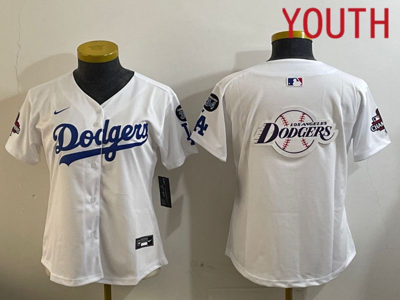 Youth Los Angeles Dodgers Blank White Game 2024 Nike MLB Jersey style 12098->youth nfl jersey->Youth Jersey